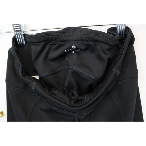 Athleta Mesh Capri Leggings Women S Black Drawstring Athleisure Fitness Yoga - Picture 12 of 15